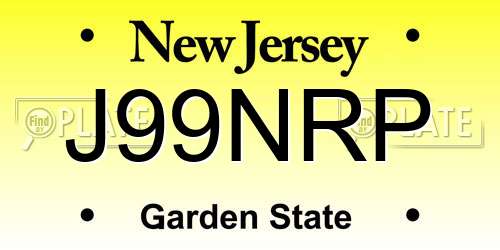 J99NRP New Jersey License Plate