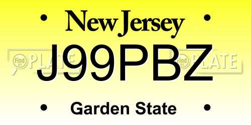 J99PBZ New Jersey License Plate