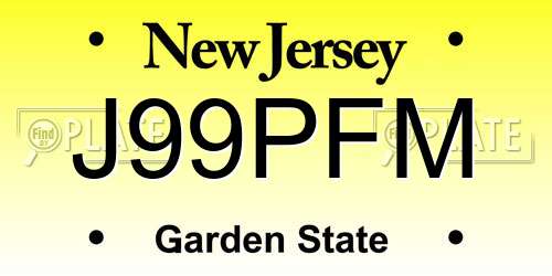 J99PFM New Jersey License Plate