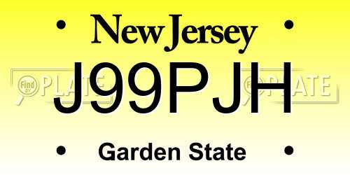 J99PJH New Jersey License Plate