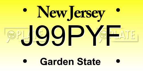 J99PYF New Jersey License Plate