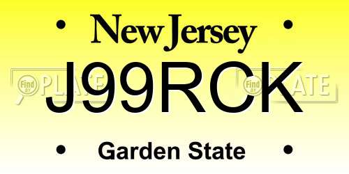 J99RCK New Jersey License Plate