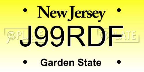 J99RDF New Jersey License Plate