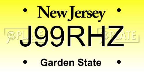 J99RHZ New Jersey License Plate