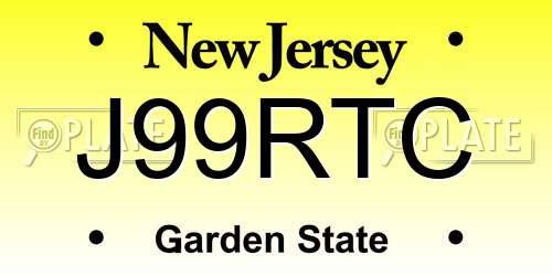 J99RTC New Jersey License Plate