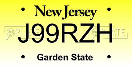 J99RZH New Jersey License Plate