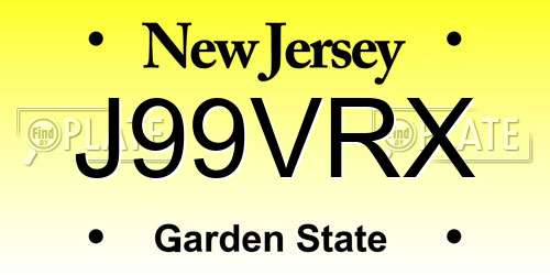 J99VRX New Jersey License Plate