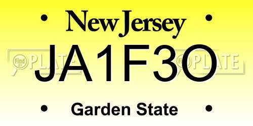 JA1F3O New Jersey License Plate