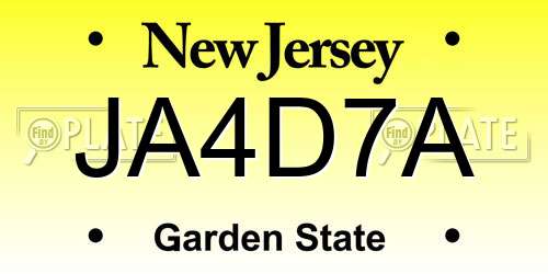 JA4D7A New Jersey License Plate
