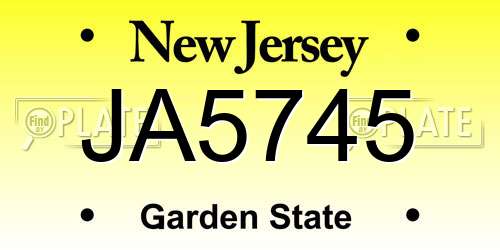 JA5745 New Jersey License Plate