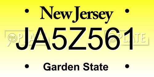 JA5Z561 New Jersey License Plate