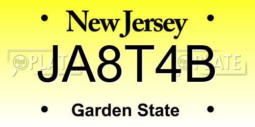 JA8T4B New Jersey License Plate