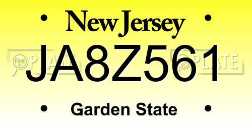 JA8Z561 New Jersey License Plate