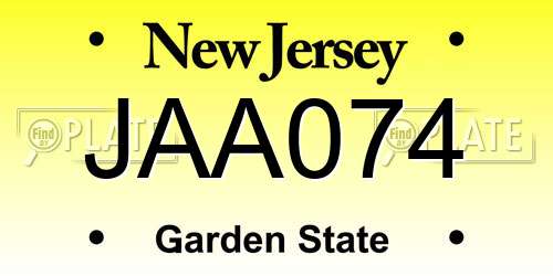 JAA074 New Jersey License Plate
