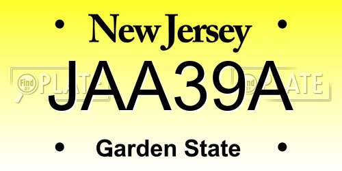 JAA39A New Jersey License Plate