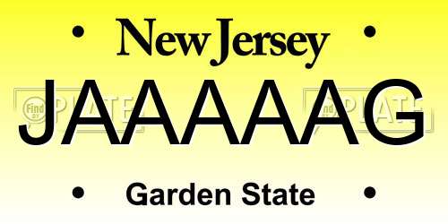 JAAAAAG New Jersey License Plate