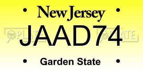 JAAD74 New Jersey License Plate