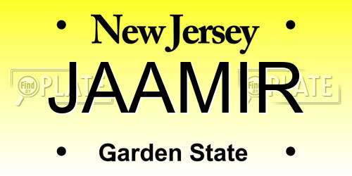 JAAMIR New Jersey License Plate