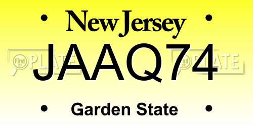 JAAQ74 New Jersey License Plate