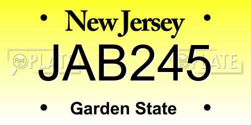 JAB245 New Jersey License Plate