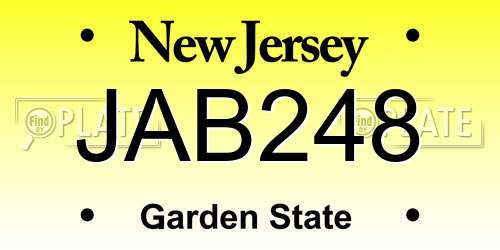 JAB248 New Jersey License Plate