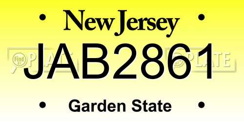 JAB2861 New Jersey License Plate
