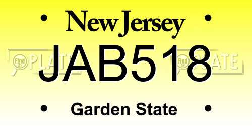 JAB518 New Jersey License Plate