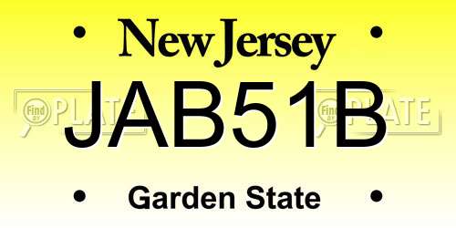 JAB51B New Jersey License Plate