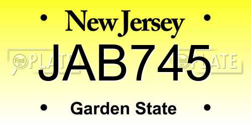 JAB745 New Jersey License Plate