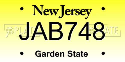 JAB748 New Jersey License Plate