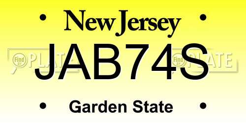 JAB74S New Jersey License Plate