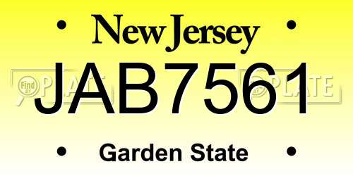 JAB7561 New Jersey License Plate