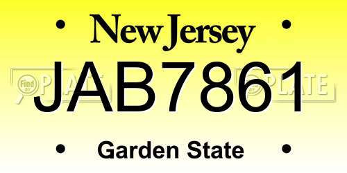 JAB7861 New Jersey License Plate