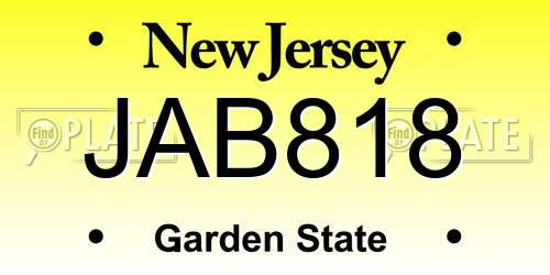 JAB818 New Jersey License Plate
