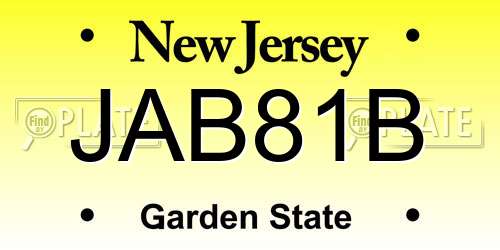 JAB81B New Jersey License Plate