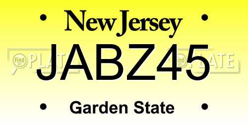 JABZ45 New Jersey License Plate