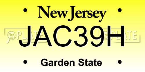 JAC39H New Jersey License Plate