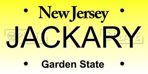 JACKARY New Jersey License Plate