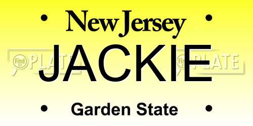 JACKIE New Jersey License Plate