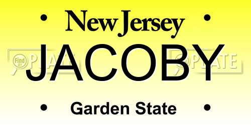 JACOBY New Jersey License Plate