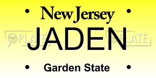 JADEN New Jersey License Plate