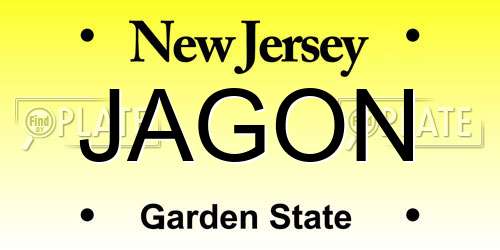 JAGON New Jersey License Plate