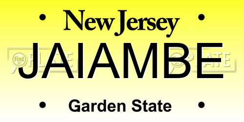 JAIAMBE New Jersey License Plate