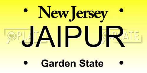 JAIPUR New Jersey License Plate