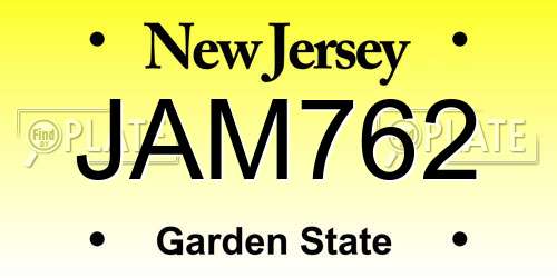 JAM762 New Jersey License Plate