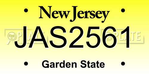 JAS2561 New Jersey License Plate