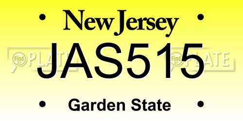 JAS515 New Jersey License Plate