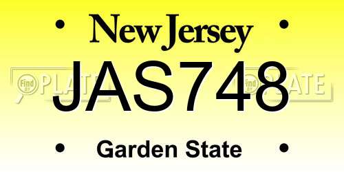 JAS748 New Jersey License Plate