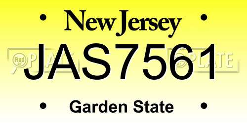 JAS7561 New Jersey License Plate