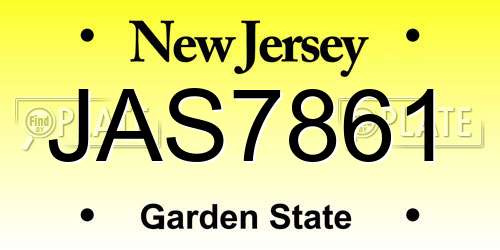 JAS7861 New Jersey License Plate